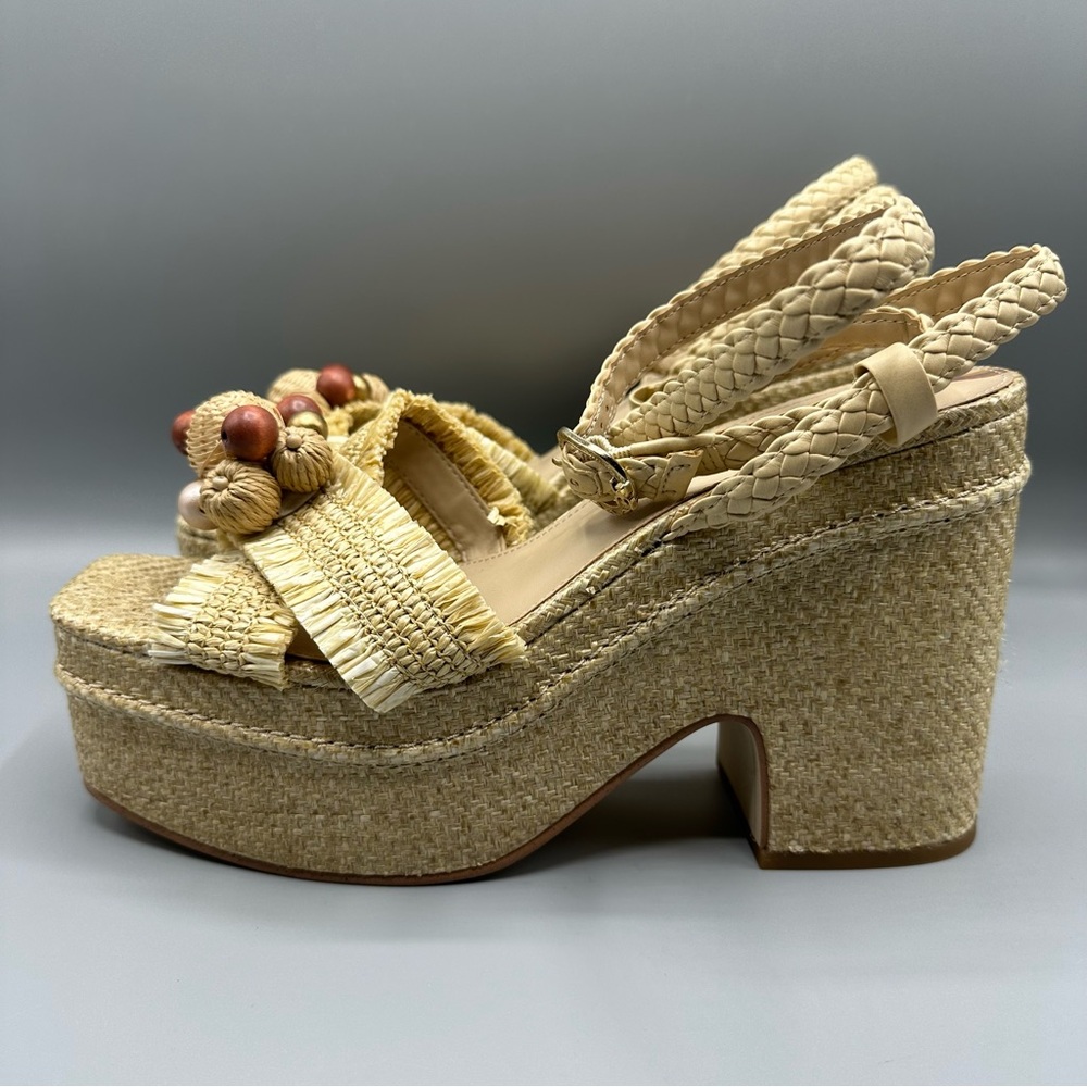 Sam Edelman Tate Platform Strapped Sandals Women’s Size 11M Natural Tan